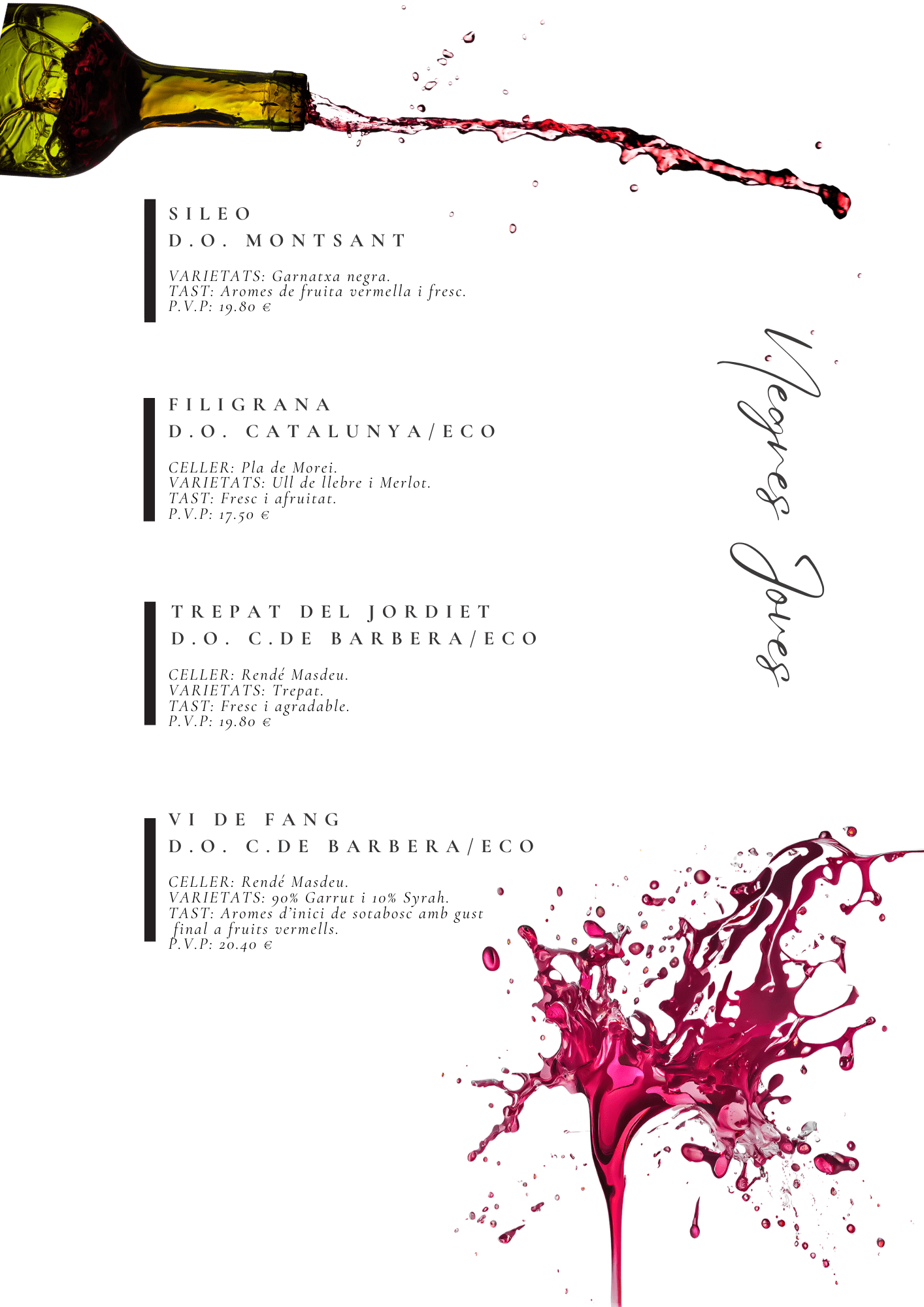 diseño carta de vinos