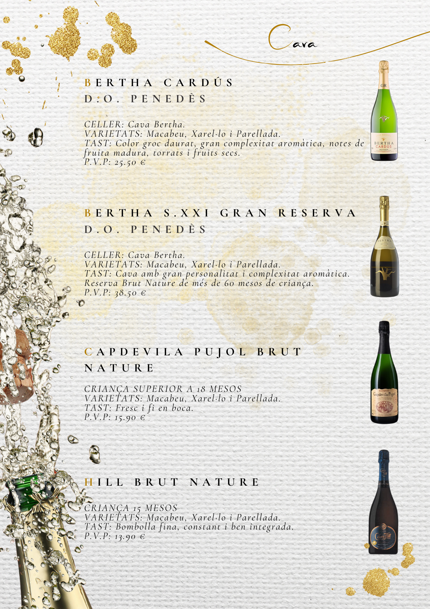 diseño de carta de vinos